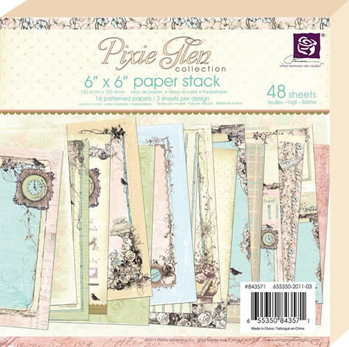 Prima - scrapb. čtvrtky PIXIE GLEN 6"x 6" (16 ks) — foto 1
