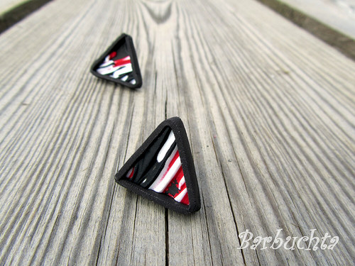 Náušnice BLACK & WHITE & RED — foto 1