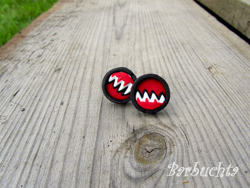 Náušnice BLACK & WHITE & RED — foto 1