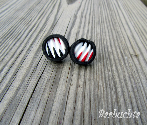 Náušnice BLACK & WHITE & RED — foto 1