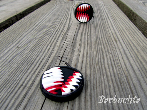 Náušnice BLACK & WHITE & RED — foto 1