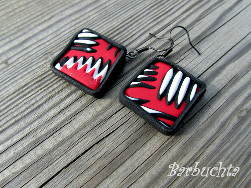 Náušnice BLACK & WHITE & RED — foto 1