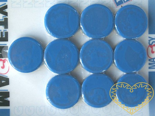 Magnet modrý - Ø 2 cm - sada 10 kusů