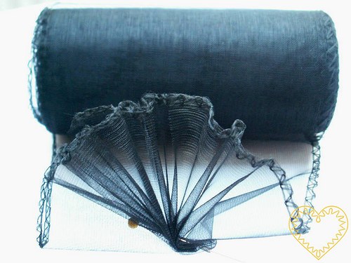 Organza černá š=38 cm; 9 m