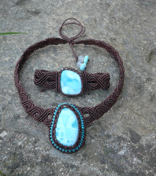 Larimar set (náhrdelník a náramek) — foto 1