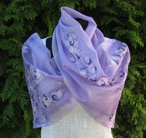 EVEMODE - hedvábný šál "Viola design" — foto 1
