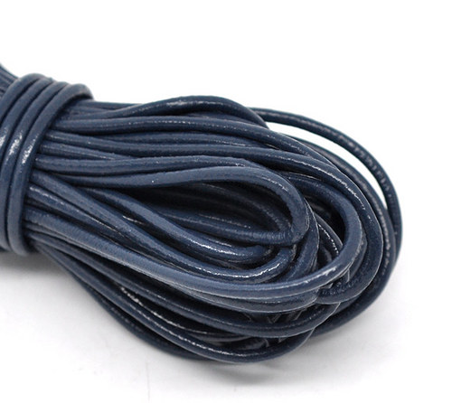 Kožená šňůrka/ modro-černá/ 2mm / 1M
