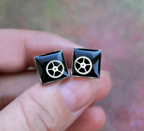 Steampunkové náušky /black/ — foto 1