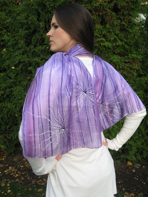 EVEMODE - hedvábný šál "Viola design2" — foto 1