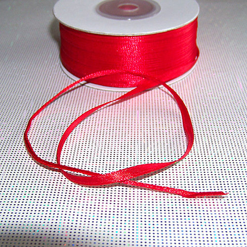 Stuha atlasová/3mm/ červená/ 5m