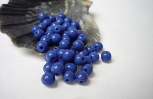 České skleněné kuličky 80 ks 4 mm modré — foto 1