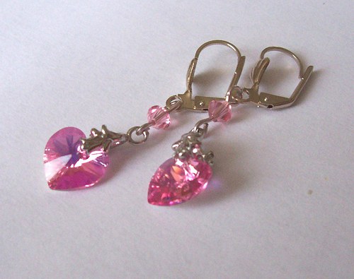 Růžová srdíčka Swarovski — foto 1