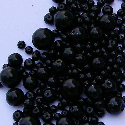 Černá směs voskovaných perel - 50g — foto 1