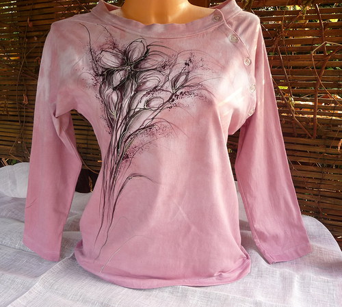 Dámské triko , růžová orchidea(XL) — foto 1