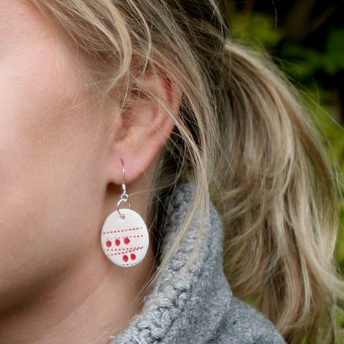 Dotty red (naušky z porcelánu) SLEVA — foto 1