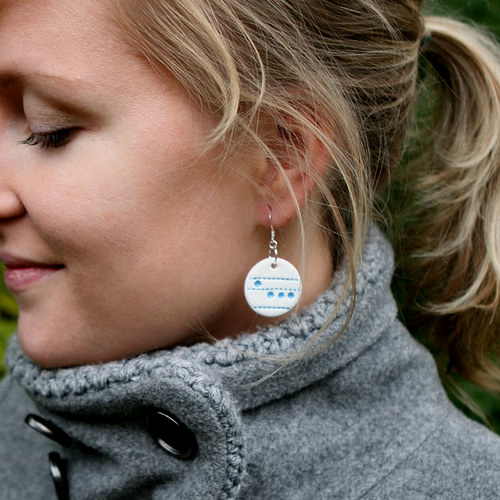 Dotty blue (naušky z porcelánu) — foto 1