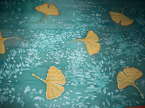 Hedvábný šál - Listy ginkga — foto 1