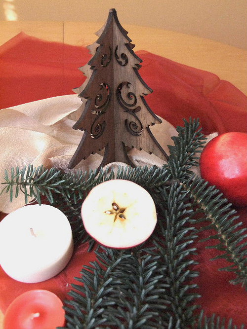 Vánoční strom, stromeček - FILIGRÁN 15 cm- OŘECH