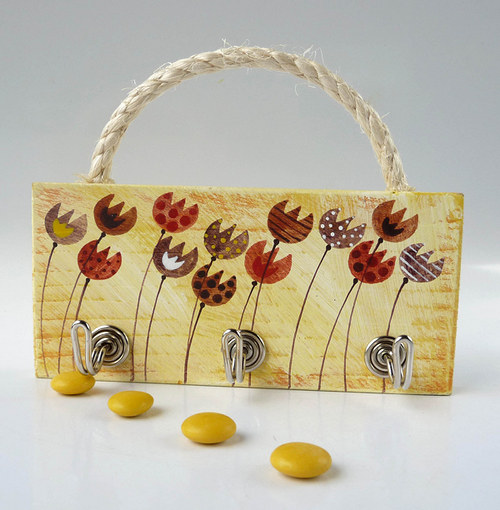 Kapesní ruční hrábě - žluté s tulipány