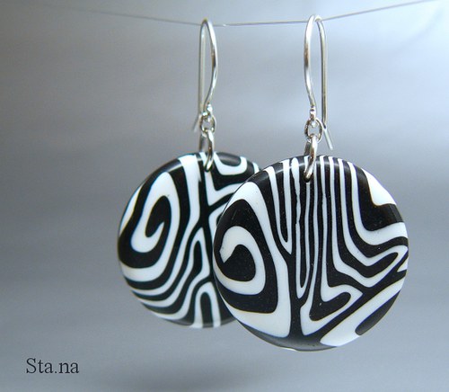 Černá a bílá- náušnice — foto 1