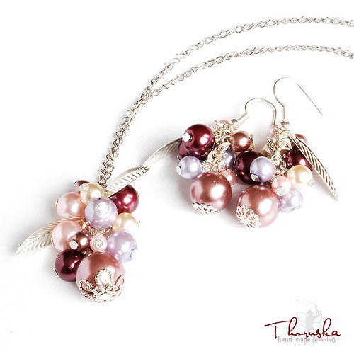 Set 'Violaceous' - nášnice a náhrdelník — foto 1