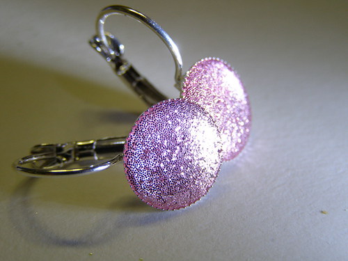 Růžové glitter naušnice — foto 1