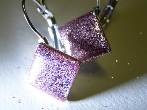 Koso naušnice pink glitter — foto 1
