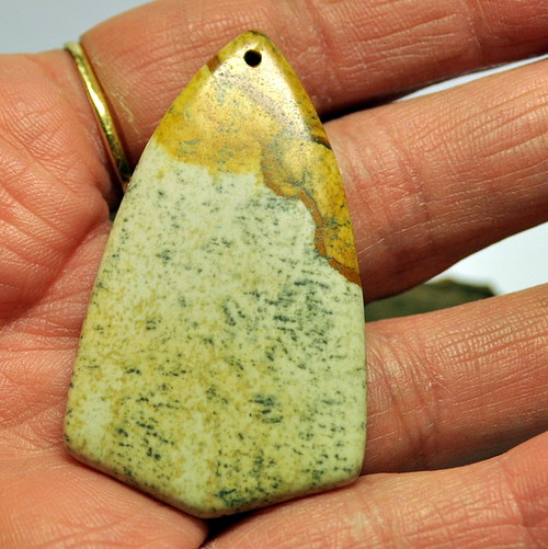 Jaspis obrázkový - velký 51x30 mm vrtaný! — foto 1