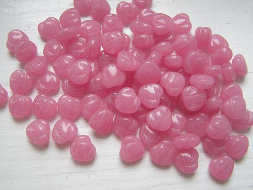 Korálky mačkané srce/jahůdka růžové 20g