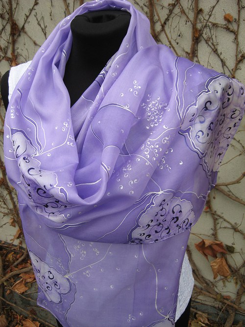 EVEMODE - hedvábný šál "Viola design3" — foto 1