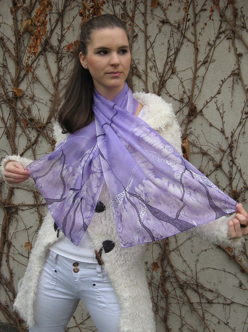 EVEMODE - hedvábný šál "Viola design4" — foto 1