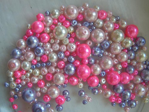 Voskované perly růžovofialová MIX Ø4-10mm 50g