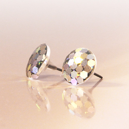 Nausnice GLITTER stříbrná — foto 1