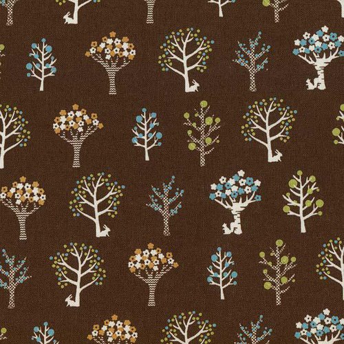 Japonská bavlnená látka: Tree Brown — foto 1
