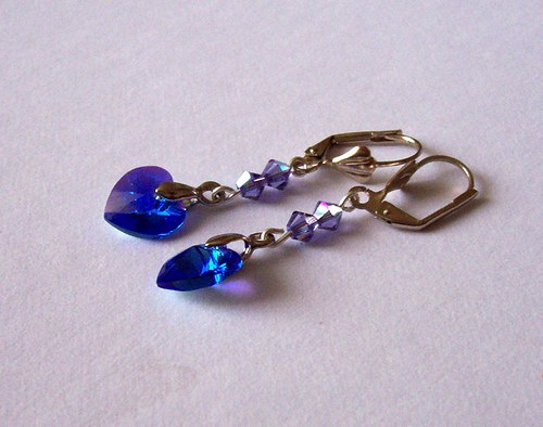 Modrá srdíčka Swarovski — foto 1