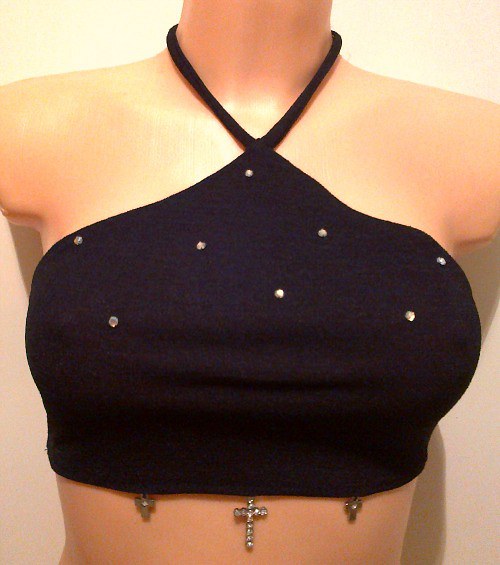 GOTHIC Sexy Top s křížky a kamínky — foto 1