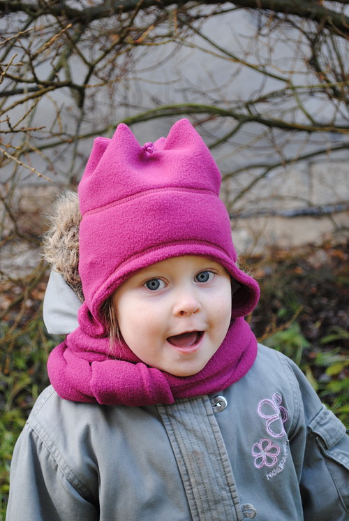 Dětská čepice + šála, lila 1,5 do 2,5 let — foto 1