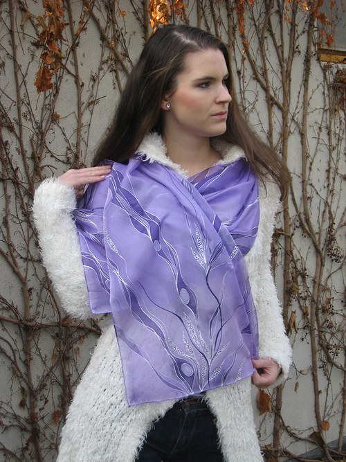 EVEMODE - hedvábný šál "Viola design5" — foto 1