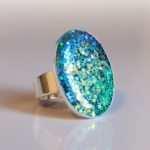 Prsten GLITTER tyrkysový — foto 1