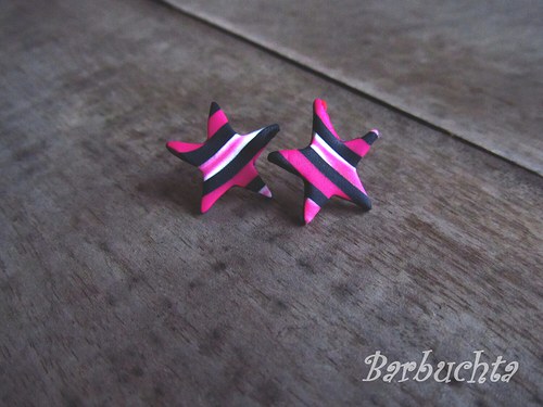 Náušnice pink striped stars — foto 1