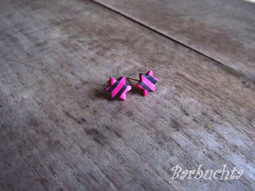Náušnice pink striped stars — foto 1