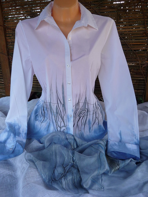 Halenka +hedvábný šál vel.(48) — foto 1
