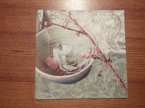 Ubrousek na decoupage - květ v misce