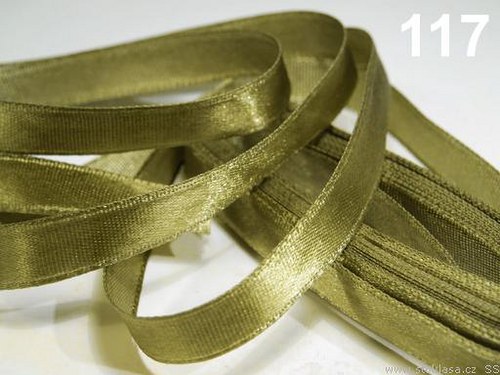 Stuha saténová š.6mm khaki