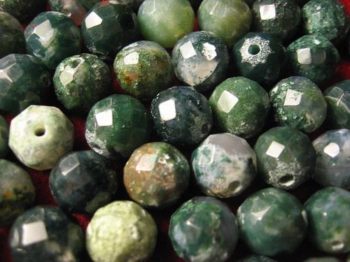 Achát mechový - moss ploškované 10mm (cena 3 ks)