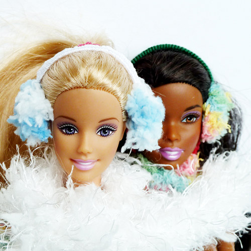 Modro-bílé klapky na uši pro Barbie — foto 1
