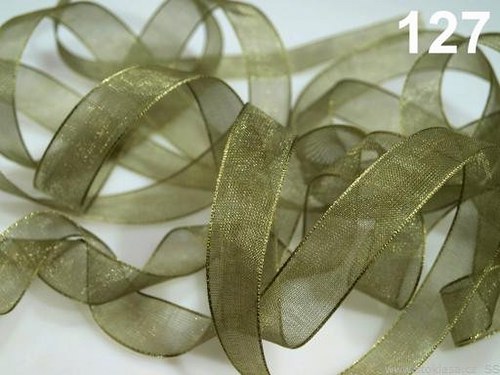 Stuha šifónová š.12mm khaki světlá