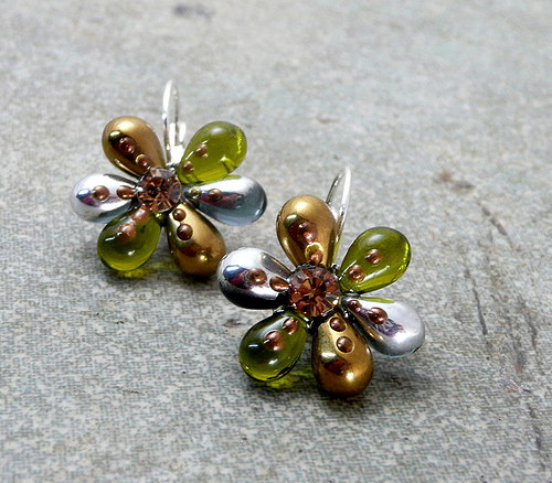 Náušnice : " Silver and green " — foto 1