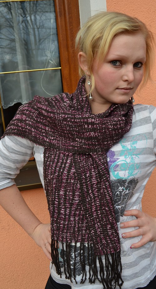 Fialkovo/černá šála — foto 1