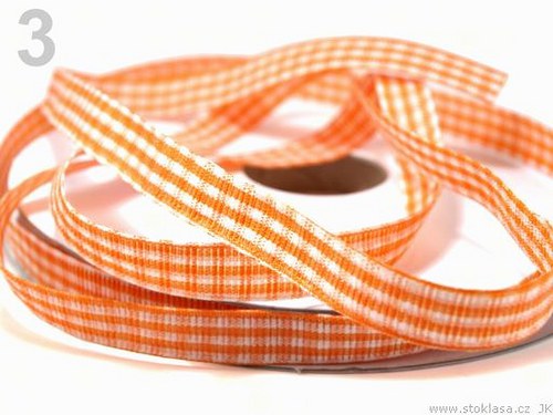 Stuha károvaná š.10mm oranžová